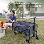 Xe kéo dã ngoại gấp gọn chở 80kg du lịch cắm trại Fujihome CT80, Xe đẩy hàng xếp gon khung thép chịu lực bánh siêu bền — ảnh 2