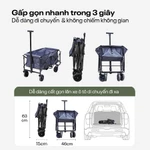 Xe kéo dã ngoại gấp gọn chở 80kg du lịch cắm trại Fujihome CT80, Xe đẩy hàng xếp gon khung thép chịu lực bánh siêu bền — ảnh 6