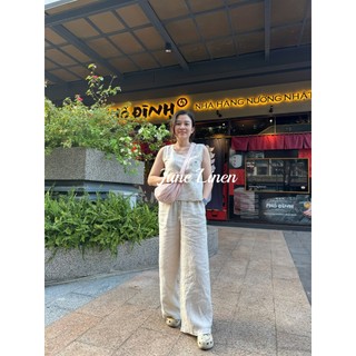 [JUNE LINEN] QD06-Quần dài Linen tưng premium lưng thun. Dài 102cm, ống 30cm