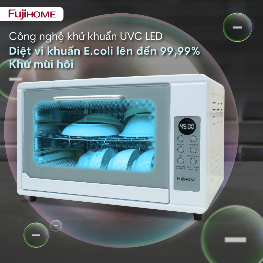 Tủ sấy tiệt trùng đa năng 48L FUJIHOME DD48 Nhập Khẩu, Máy sấy khô công nghệ UVC LED khử trùng