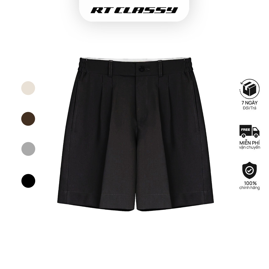 Quần Short Nam Xếp Ly Cạp Nửa Chun RT CLASSY Phong Cách Hàn Quốc Trẻ Trung