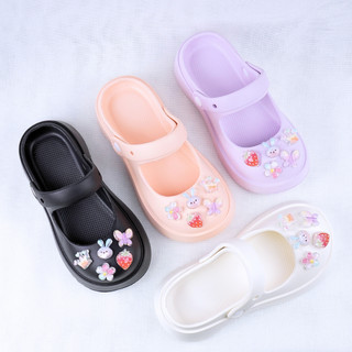 Dép cross nữ đế cao 4cm kèm 10 Sticker Dâu lấp lánh Mita kiểu sandal CSM-04