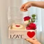 Hộp Mica Trong Suốt 2 Ngăn đựng bánh và hoa- Mẫu trái tim chữ LOVE-BB136B