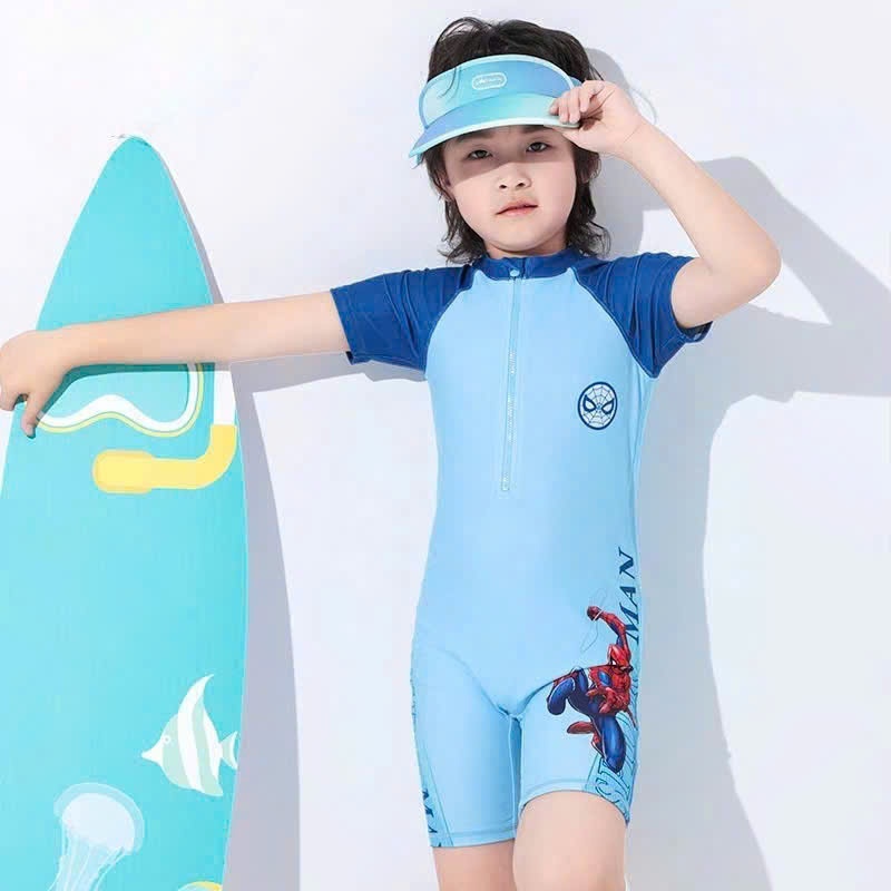 Bộ bơi dài tay cho bé in hình SIÊU NHÂN chất vải co giãn mềm mại thoáng mát cho bé từ 10kg- 35kg