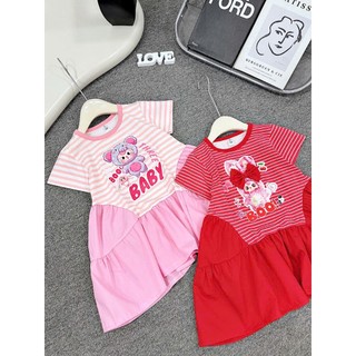 Váy bé gái hoạ tiết baby three-gấu dâu hot hit sz 10-28kg, đầm bé gái đuôi cá 2 tầng