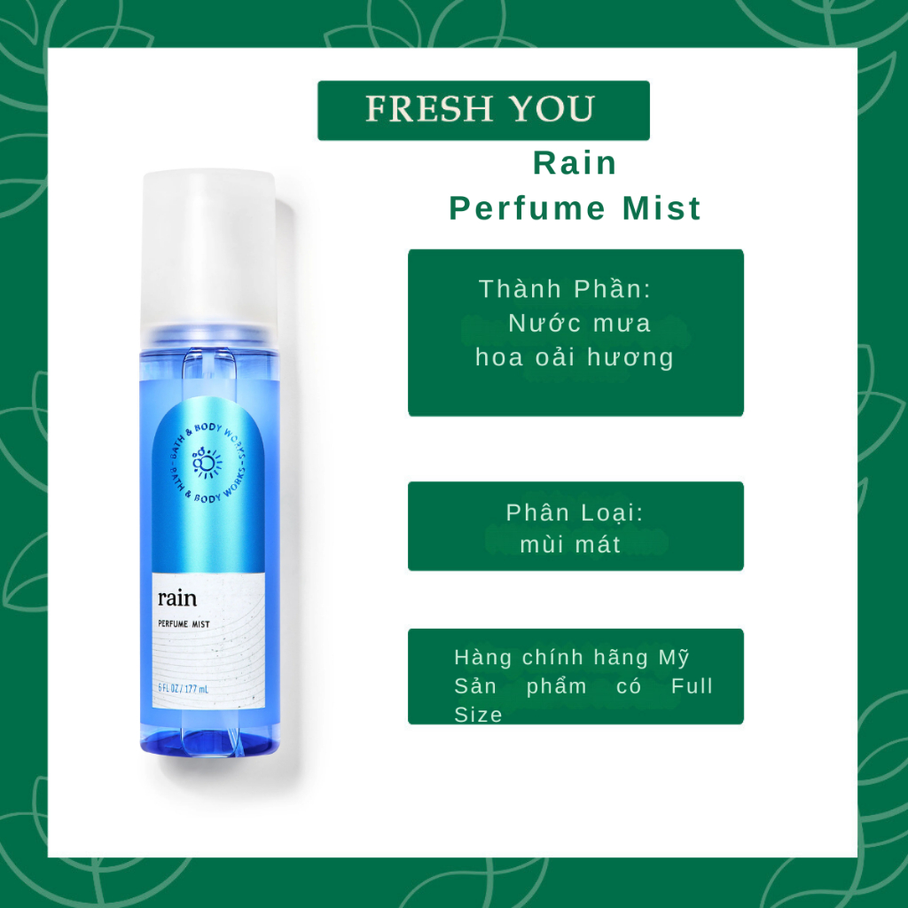 Rain - Perfume Mist - Full xịt thơm toàn thân body mist fresh you ...