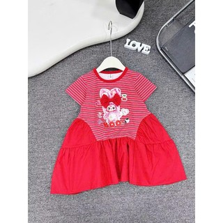 Váy bé gái hoạ tiết baby three-gấu dâu hot hit sz 10-28kg, đầm bé gái đuôi cá 2 tầng
