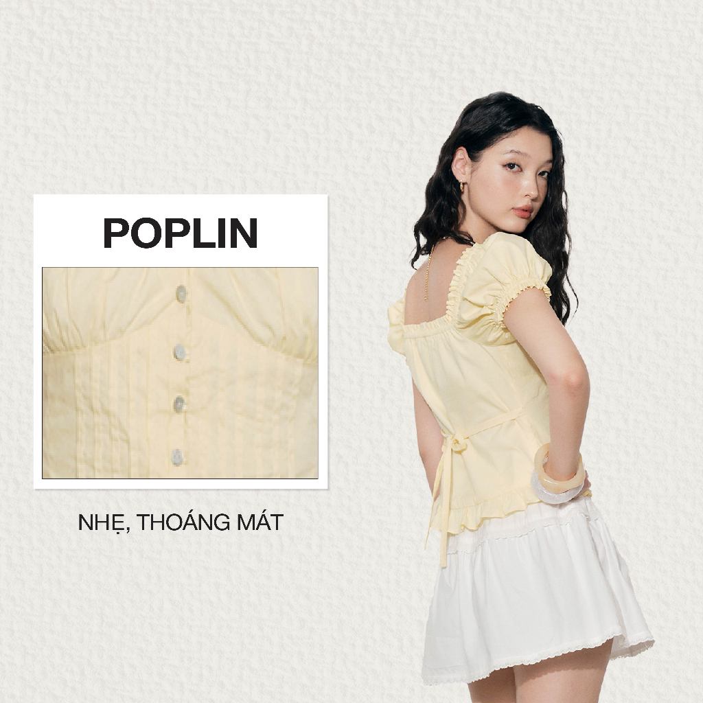 Ảnh DOTTIE - Áo diễu ly tay phồng - Vàng - T1076 1