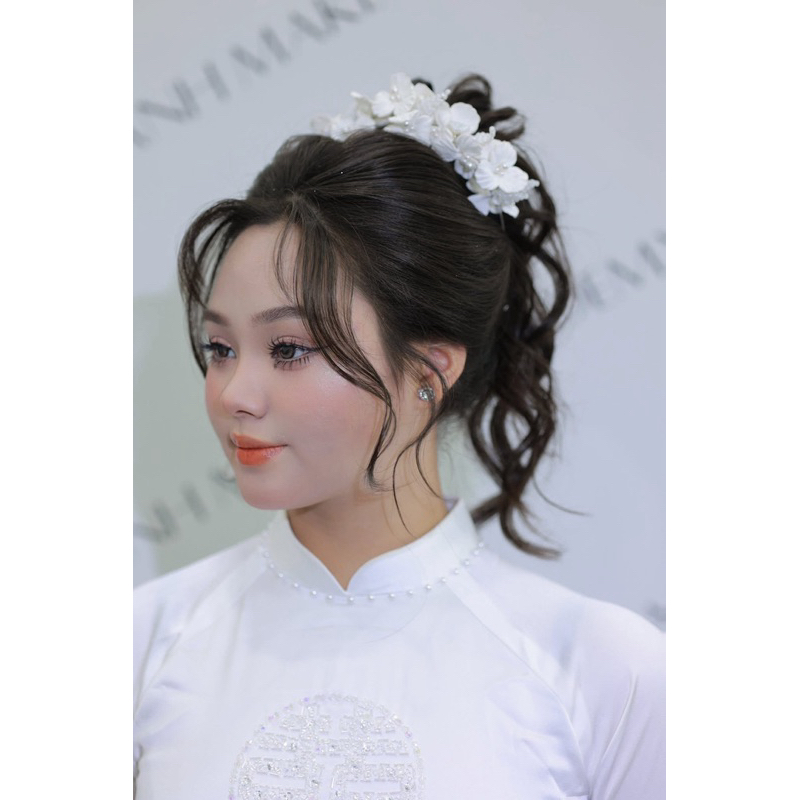 ☄️☄️☄️Bờm trắng hoa đất sét xinh cho cô dâu