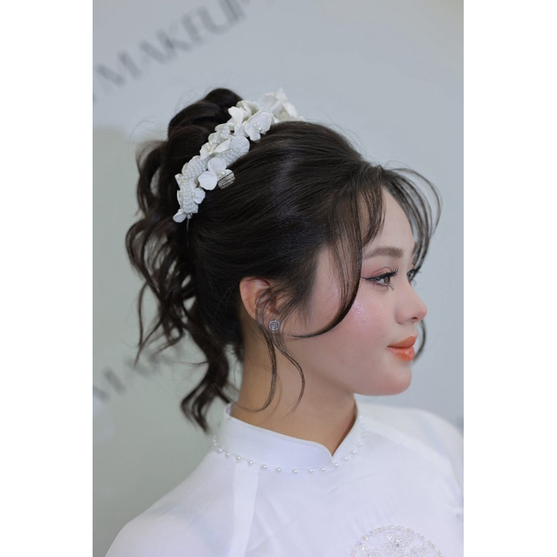 ☄️☄️☄️Bờm trắng hoa đất sét xinh cho cô dâu