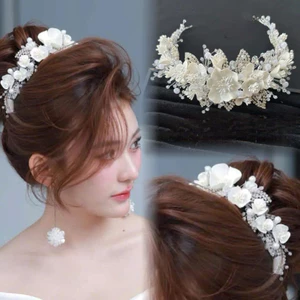 ☄️☄️☄️Mẫu bờm cô dâu hoa đất sét đá lấp lánh xinh