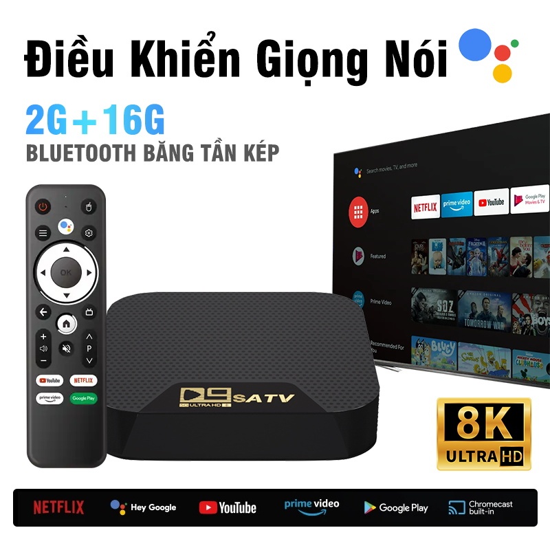 Android TV Box D9S Hỗ Trợ Kiểm Soát Giọng Nói 4K 2G+16GB Việt WiFi 5G ...