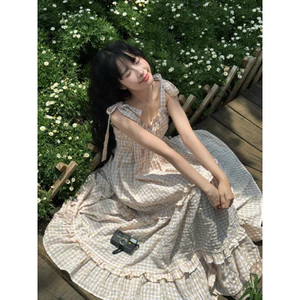 Váy Thắt Nơ Ba Tầng Caro DamibyQuynh