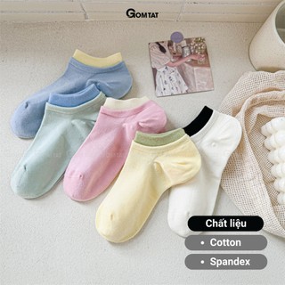 Combo 5 đôi tất chân nữ cổ ngắn chất liệu cotton cao cấp, vớ màu cho nữ mềm mại, êm chân hút ẩm thoáng khí -D16-A100-CB5