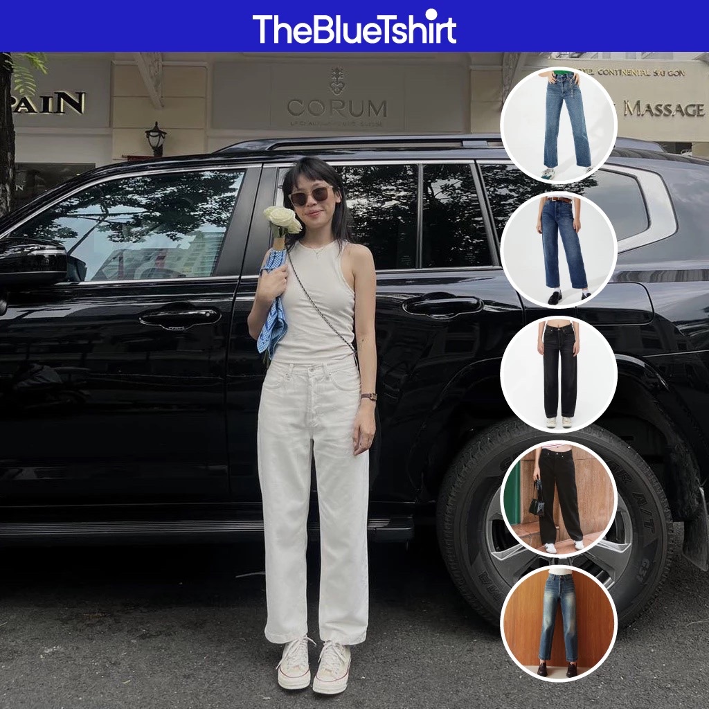Ảnh TheBlueTshirt - Quần jeans lưng cao ống suông có nhiều màu wash cho nữ - The Original Dad Jeans 1