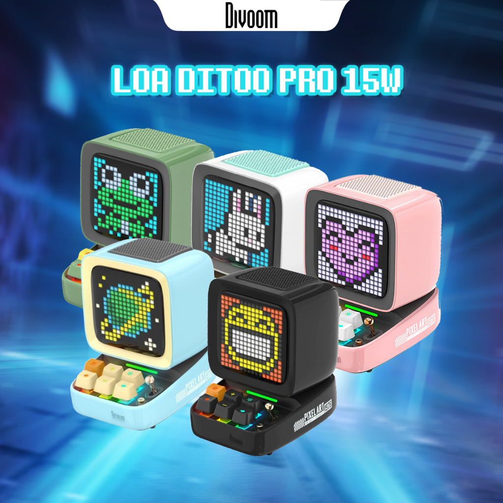 Ảnh Loa Bluetooth để bàn Divoom DiToo 10W/15W, loa bluetooth không dây hiển thị màn hình Led, kiểu dáng máy tính cổ điển 1