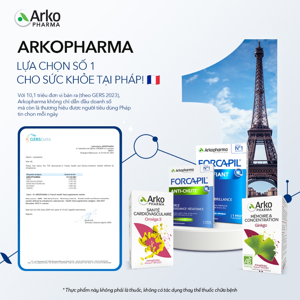 Ảnh Combo 2 Nước Uống Bổ Não, Cải Thiện Trí Nhớ Arkopharma Arkofluides Ginkgo Biloba BIO (20 Ống x 10ml) 1