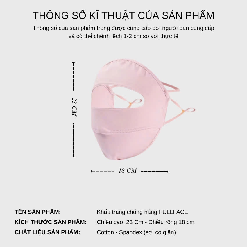 Khẩu trang Fullface chất liệu cotton xu lạnh thoáng khí, chống nắng kháng UV tốt - Ekiu Shop