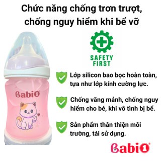 Bình Sữa Sơ Sinh Babi 1 Thủy Tinh Cảm Biến Nhiệt Báo Nóng, Chống Sặc Cho Bé Từ 0 Tháng Tuổi 60/120ml