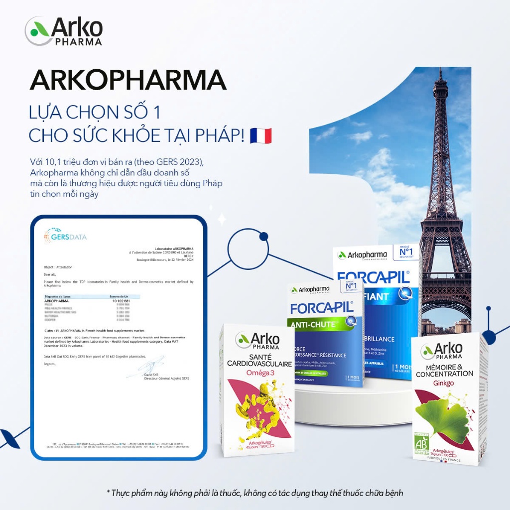 Ảnh HSD 9.2025 - Nước uống bổ não Arkopharma Arkofluides Ginkgo Biloba BIO 20 ống x 10ml 1