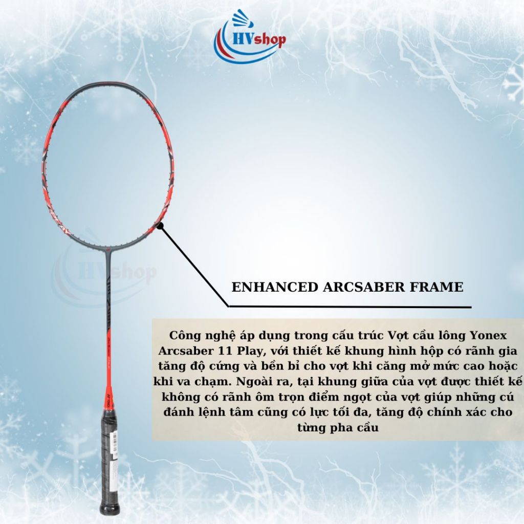 Vợt cầu lông Yonex Arcsaber 11 Play, KHUNG CHƯA CĂNG, hàng chính hãng kèm quà tặng - HVShop