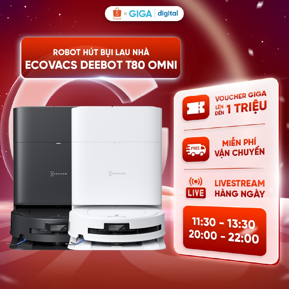 Robot hút bụi lau nhà Ecovacs Deebot T80 Omni - Lực hút 18.000Pa - AI ...