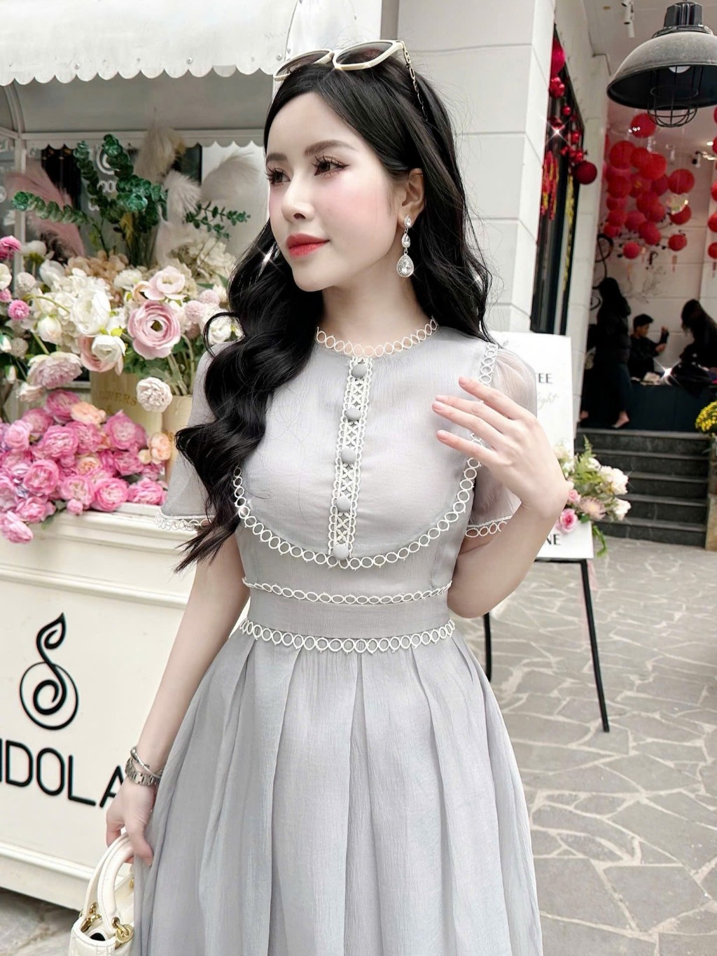 Ảnh Đầm xòe dáng dài phối viền ren trắng thời trang sang trọng Callene (CC462) 3