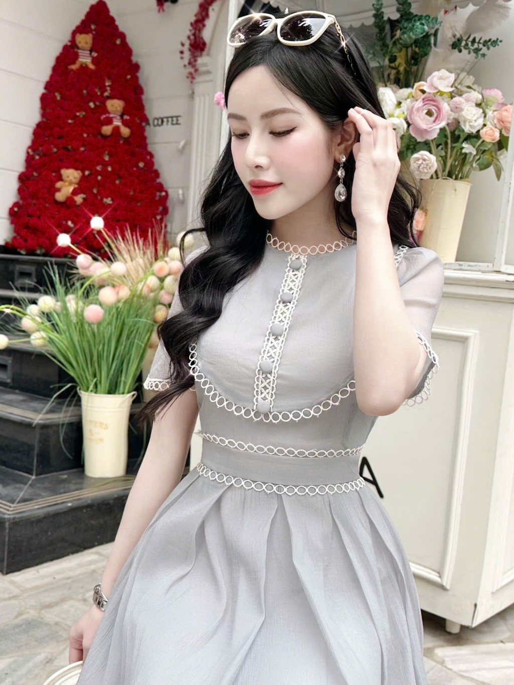 Ảnh Đầm xòe dáng dài phối viền ren trắng thời trang sang trọng Callene (CC462) 1