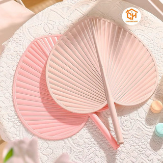 Quạt lá cọ nhựa PP 0121, Quạt lá đuôi mèo cỡ lớn bằng nhựa Cam Homeware