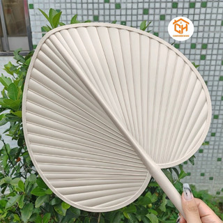 Quạt lá cọ nhựa PP 0121, Quạt lá đuôi mèo cỡ lớn bằng nhựa Cam Homeware
