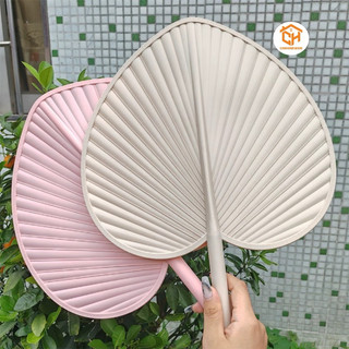 Quạt lá cọ nhựa PP 0121, Quạt lá đuôi mèo cỡ lớn bằng nhựa Cam Homeware