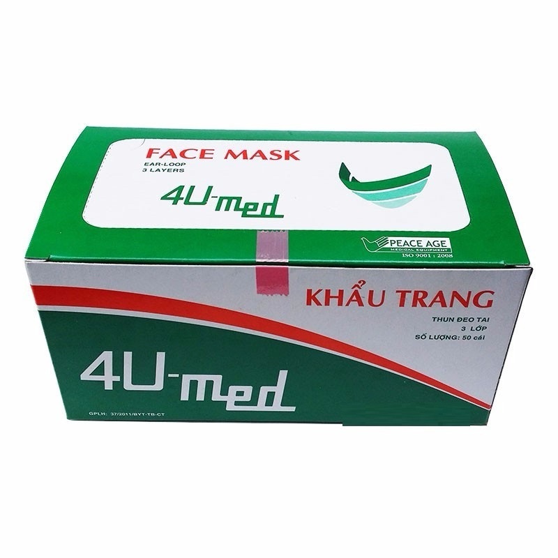 Khẩu trang y tế 4U med, khẩu trang kháng khuẩn 3 lớp