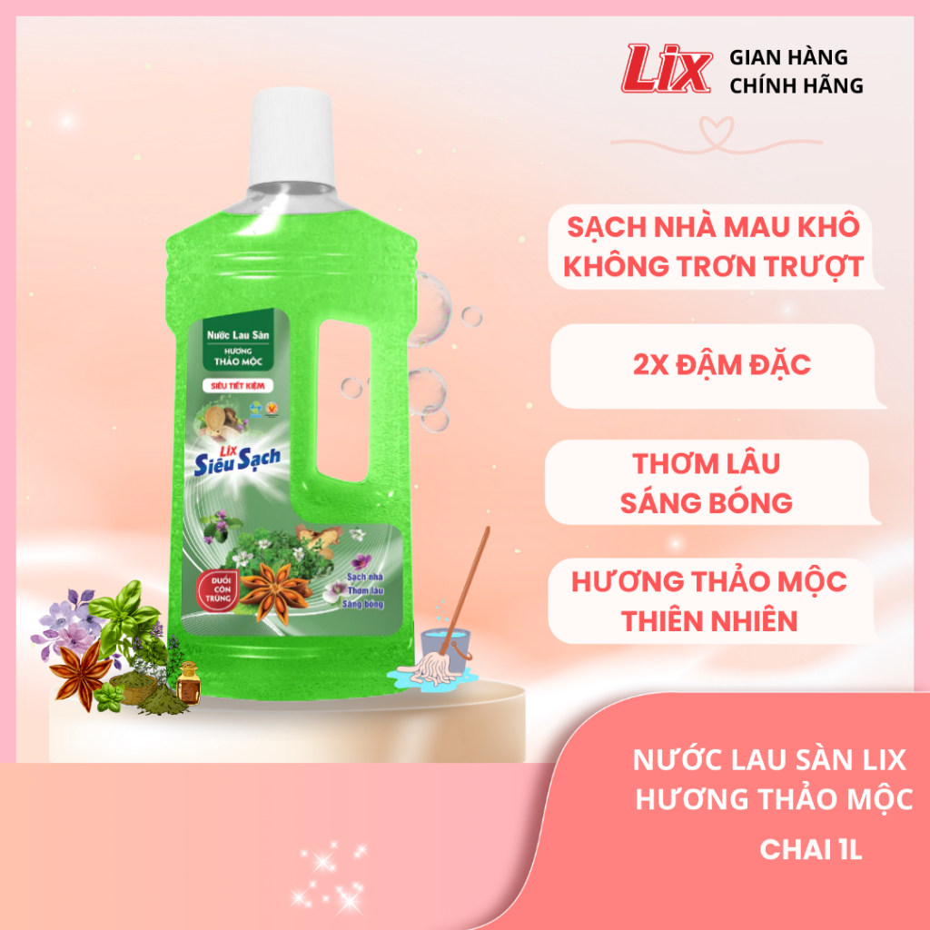 Ảnh Nước lau sàn Lix siêu sạch nhiều mùi hương chai 1L, sàn sạch sáng bóng ngát hương thơm Lixco Việt Nam 2