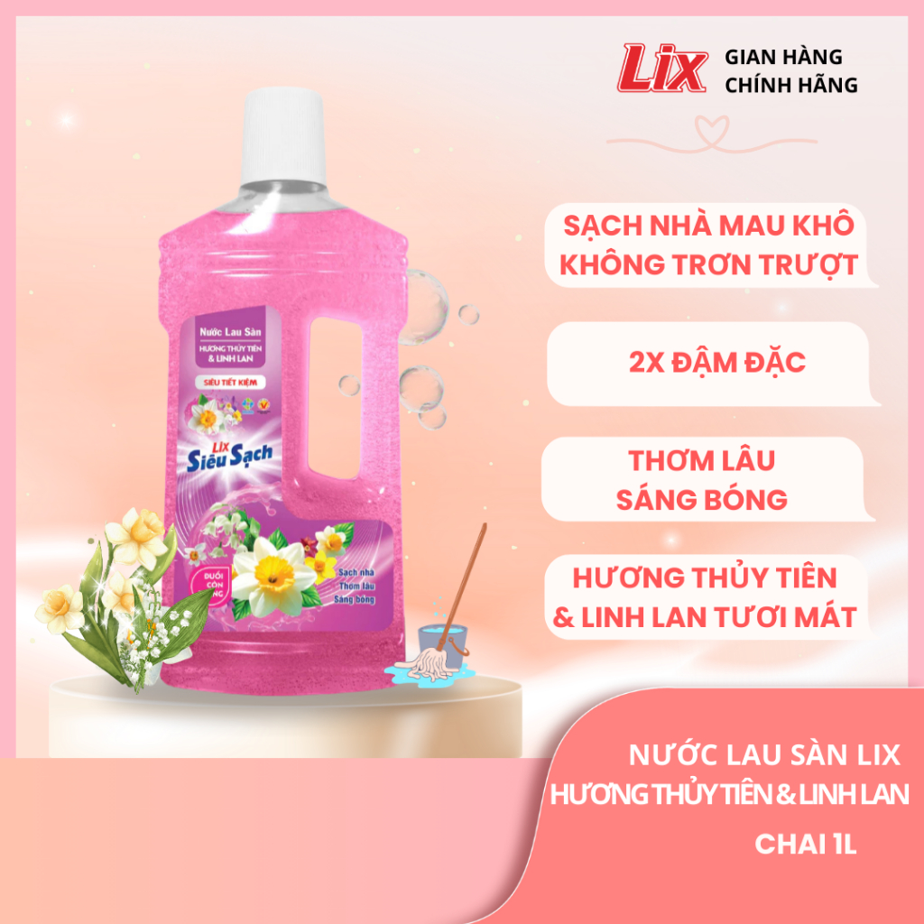 Ảnh Nước lau sàn Lix siêu sạch nhiều mùi hương chai 1L, sàn sạch sáng bóng ngát hương thơm Lixco Việt Nam 3