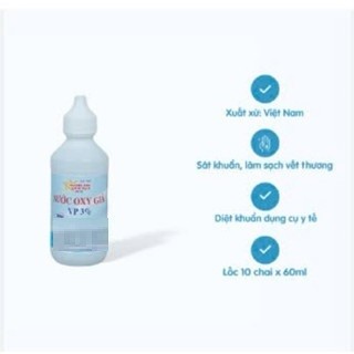 Nước Oxy già Vĩnh Phúc 60ml, chai oxy già 60ml ,nhỏ gọn tiện lợi dễ mang theo