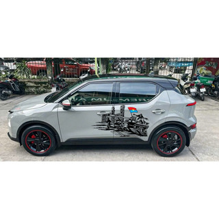 Tem 2 bên Sườn Xe Ô TÔ VF5 Giải Phóng Miền Nam 30/4,Tem 2 bên sườn Cực Chất, Hàng 3 Lớp Chất Lượng Cao ,Team Decal vf5