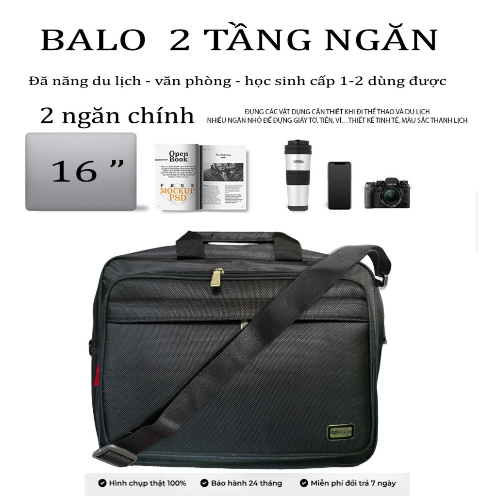 Cặp xách tay đeo chéo vai Ngang kéo đen đa năng tiện lợi [SALE RẺ]