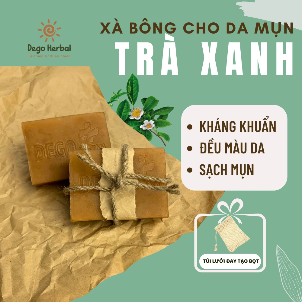 Ảnh Xà Bông Sinh Dược Giảm Mụn Lưng Thiên Nhiên Trà Xanh DEGO PHARMA 100G -  Mát Da & Dưỡng Da Mịn Màng 1
