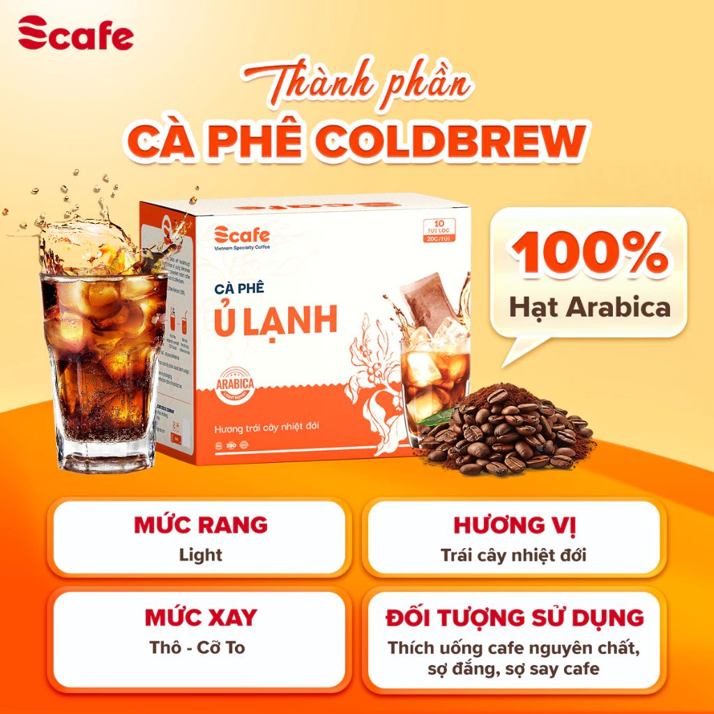 Cà Phê Ủ Lạnh Cold Brew Hạt Arabica Nguyên Chất Nốt Hương Trái Cây Nhiệt Đới Scafe Việt Nam
