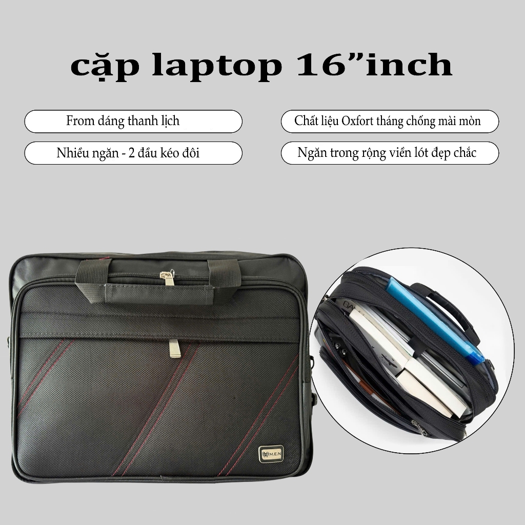 Cặp văn phòng học sinh thời trang 3 chỉ xéo đa năng vải chống xướt [GIÁ TỐT]