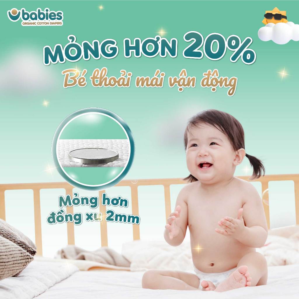 Ảnh Tã/Bỉm BABIES ORGANIC Size Dán S (4-8Kg) 66 Miếng, Thương Hiệu Việt, Siêu Mềm Mịn, Thấm Hút 1400ml 3