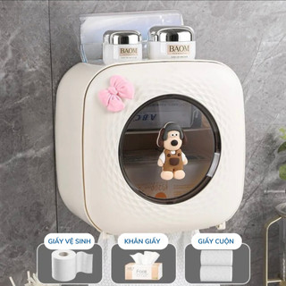 Hộp Đựng Giấy Vệ Sinh Dán Tường Chống Nước Có Ngăn Đựng Đồ Thiết Kế Dễ Thương, Sang Trọng