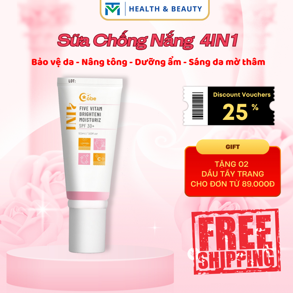 Ảnh Sữa chống nắng dưỡng ẩm sáng da Cobe 4 in 1 nâng tone, dưỡng ẩm, làm sáng và chống nắng - 50ml 1