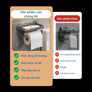 Gía đựng giấy vệ sinh, kệ đựng đồ đa năng, Nhựa ABS cao cấp, Không cần khoan