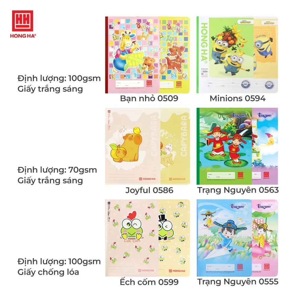 Combo 10 Vở Ô Ly Hồng Hà 48 trang, Vở 4 Ô Ly 70/100gsm Dành Cho Học Sinh Tiểu Học