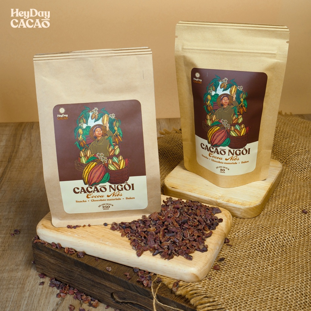 Ảnh Túi 80g/250g Cacao ngòi được rang tự nhiên HEYDAY CACAO 2