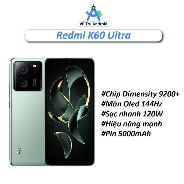 [Máy Cũ] Điện thoại Xiaomi Redmi K60 Ultra RAM 16/256 chip Dimensity 9200+ màn OLED 1.5K 144Hz pin 5000 mAh