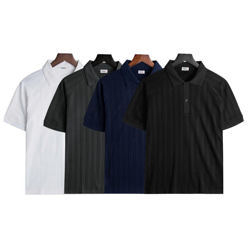 Áo Polo Nam Vải Dệt Kim Giả Len Cao Cấp Phối Tay Raglan Thời Trang Khỏe Khoắn Halley E35