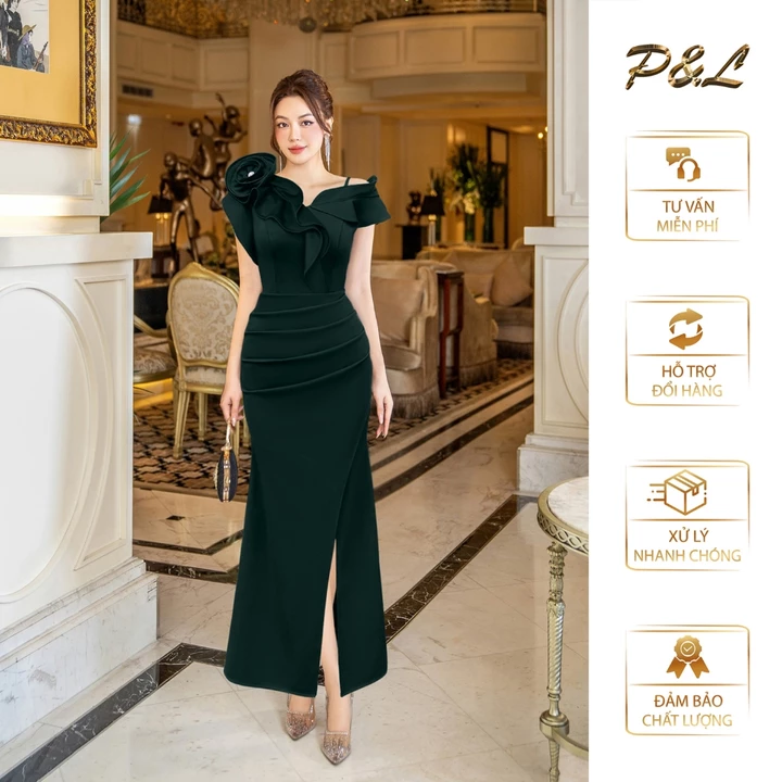 Váy Đầm Dạ Hội Dự Tiệc Trung Niên BigSize Đi Cưới Thiết Kế Cao Cấp Đầm Đi Tiệc Đầm Ôm Bông Ngực PL78