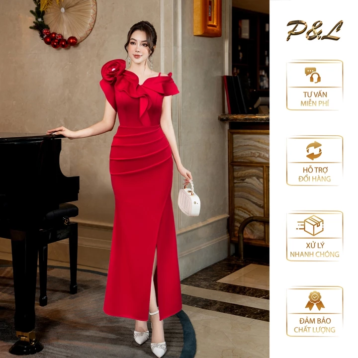 Váy Đầm Dạ Hội Dự Tiệc Trung Niên BigSize Đi Cưới Thiết Kế Cao Cấp Đầm Đi Tiệc Đầm Ôm Bông Ngực PL78